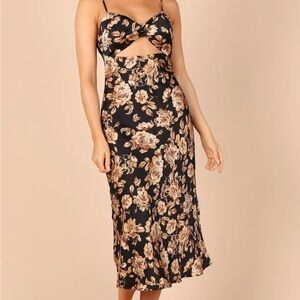 Floral Black and Tan Dress